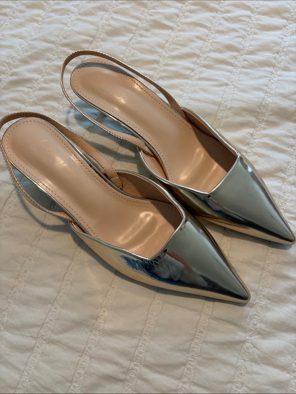 Metallic Gold Pointed-Toe Slingback Pumps - Women's